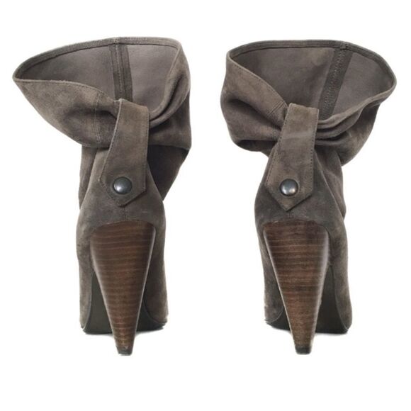 ASH Slouchy Suede Ankle Boots Cone Heel Taupe Grey 7.5 - Picture 10 of 13